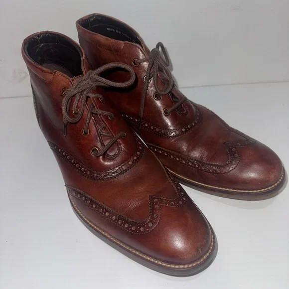 Cole Haan Liam Chukka Ii Wingtip Leather Ankle Boots Men\'s 10.5 Brown C11053 Cole Haan LIAM Chukka II Brogue Brown Wingtip Ankle Boots  main image 2